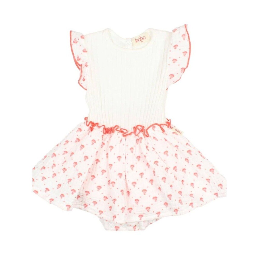 NEW Buho Baby Bali Combi Dress Coral